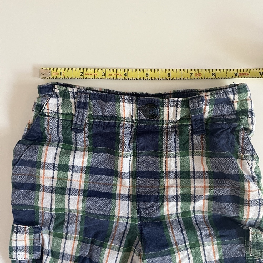 Sonoma Boy's Size 4T Cargo Shorts Plaid Green Blue Orange 100% Cotton - Picture 4 of 6